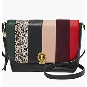 Fossil Leather Multicolor Maya Small Flap Crossbody Bag
